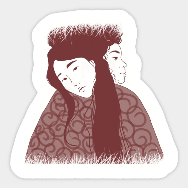 Two Women Hanging Sticker by EVROX